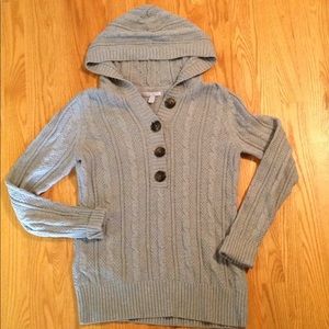 Gray cable-knit sweater